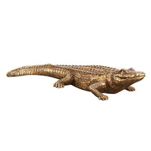 Load image into Gallery viewer, Golden Crocodile Finish Sculpture - Gold / Brass

