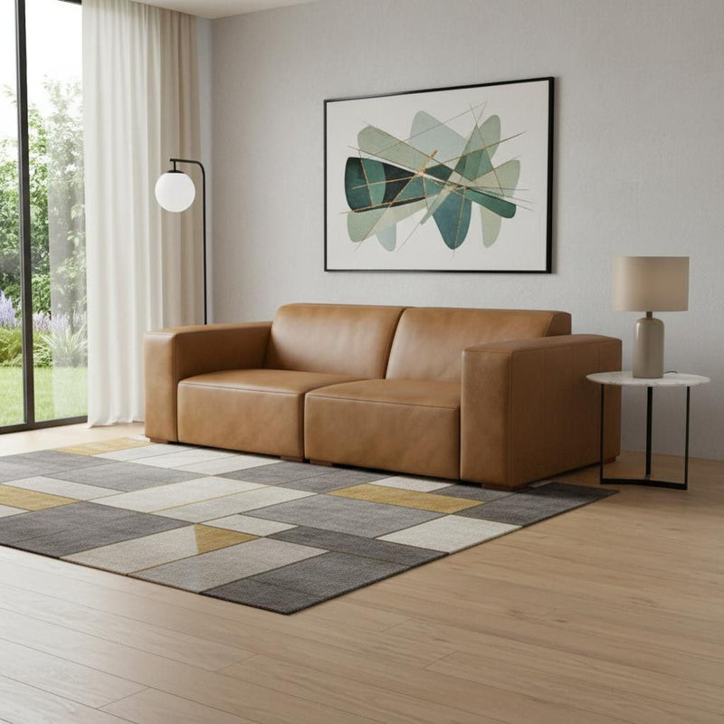 88" Leather Modular Sofa - Brown