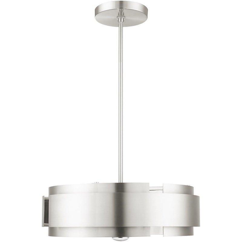 16" Five Light Dimmable Chandelier With Shades - Nickel