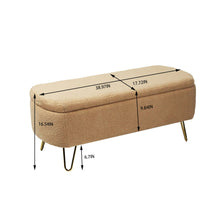 Load image into Gallery viewer, Storage Ottoman Bench For End Of Bed Legs, Modern Camel Faux Fur Entryway Bench Upholstered Padded With Storage For Living Room Bedroom
