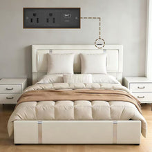 Load image into Gallery viewer, Upholstered Platform Bed Frame With Adjustable LED Headboard, USB C-Charging, Hydraulic Lift
