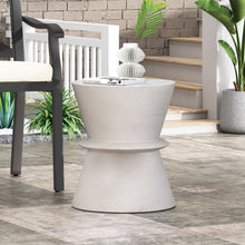 Load image into Gallery viewer, Outdoor Lightweight Concrete End Table With Hourglass Structure - Antique White
