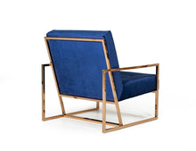 Load image into Gallery viewer, Stylish Fabric Square Back Accent Chair - Blue / Gold
