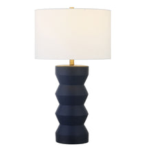 Load image into Gallery viewer, Ceramic Table Lamp With White Drum Shade - Navy Blue
