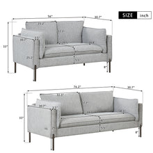 Load image into Gallery viewer, 2 Piece Sofa Sets Modern Linen Fabric Upholstered  Loveseat and 3 Seat Couch Set Furniture for Different Spaces,Living Room,Apartment(2+3 seat)
