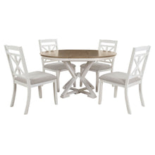Load image into Gallery viewer, Dining Set With Extendable Round Table And 4 Upholstered Chairs
