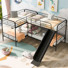 Load image into Gallery viewer, Twin Size L-Shaped Bunk Bed with Slide and Ladder, Black(OLD SKU:GX000615AAB)
