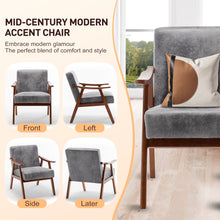 Load image into Gallery viewer, Mid Century Modern Accent Chair With Solid Wood Frame And Extra Thick Backrest
