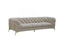 Load image into Gallery viewer, Contemporary Velvet Accent Sofa - Beige / Gold

