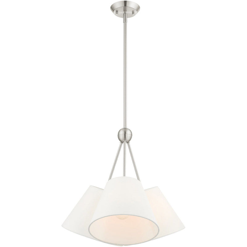 21'' Three-Light Dimmable Chandelier With Shades - Nickel