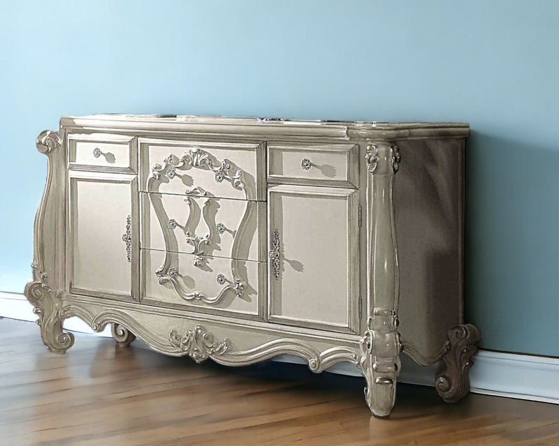 Solid Wood Six Drawer Combo Dresser - Bone White