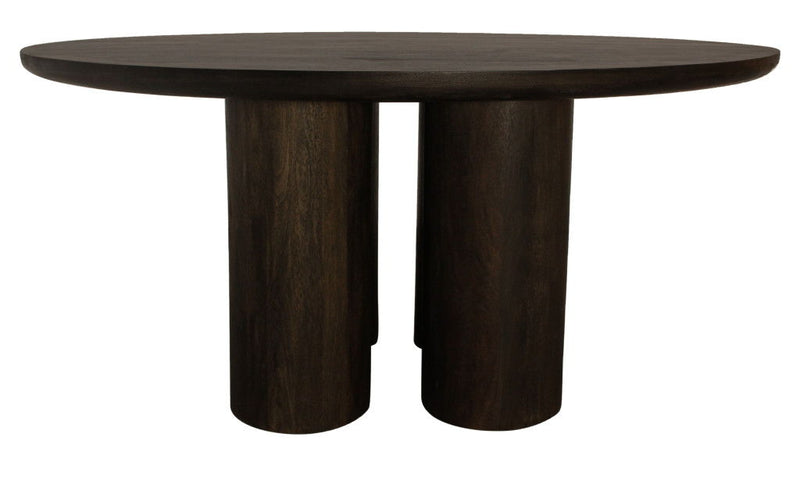 Solid Wood Round Top Dining Table - Dark Brown