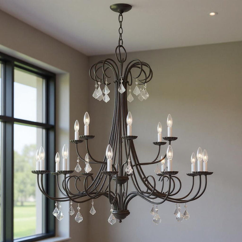 Multi Light Dimmable Chandelier With Shades - Bronze