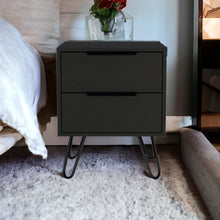 Load image into Gallery viewer, 22" Two Drawer Faux Wood Nightstand - Black
