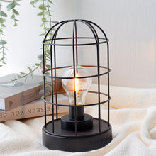 Load image into Gallery viewer, 10" Battery Operated Lamps With Cage Cylinder Shades (Set of 2) - Black
