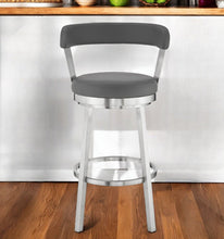 Load image into Gallery viewer, 26" Iron Swivel Backless Counter Height Bar Chair - Gray And Silver
