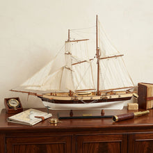 Load image into Gallery viewer, Hand Painted Model Boat Tabletop Sculpture - Brown / White

