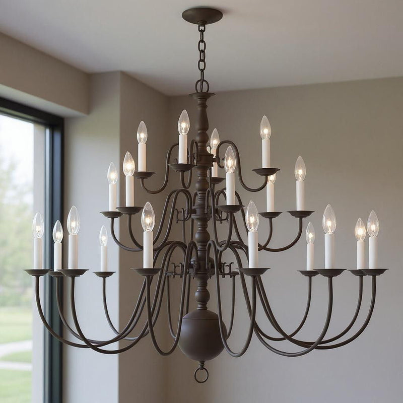 40" Multi Light Dimmable Chandelier With Shades - Bronze