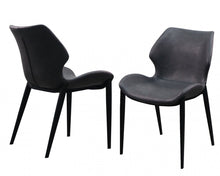 Load image into Gallery viewer, Upholstered Faux Leather Wing Back Dining Side Chairs (Set of 2) - Gray
