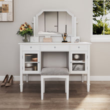 Load image into Gallery viewer, Elegant Makeup Vanity Desk With Adjustable Mirror And Storage And Construction - White
