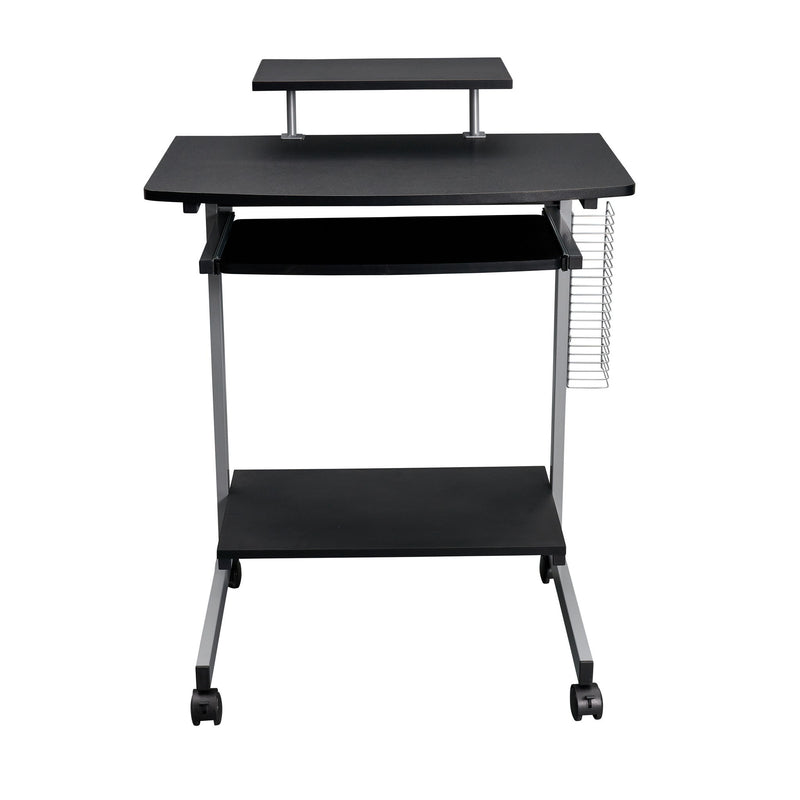 Rolling T-Shape Computer Desk - Graphite / Silver