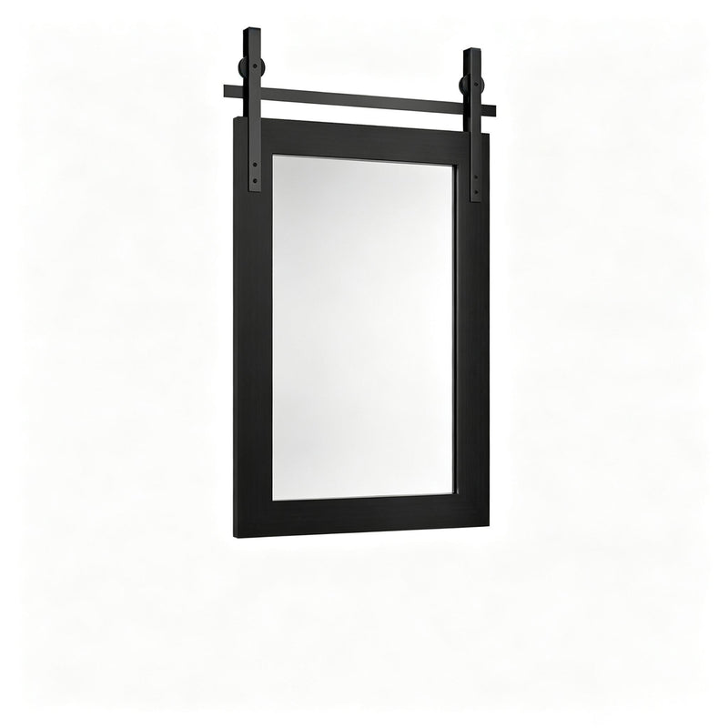 Wood Barn Door Framed Bathroom Vanity Mirror (762912) - Black