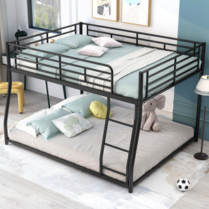 Metal Floor Bunk Bed, Full XL over Queen, Black