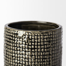 Load image into Gallery viewer, Abstract Cylinder Table Vase (397491) - Black / Gold
