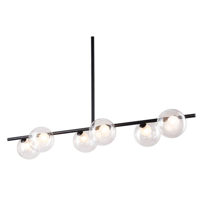 Kitchen Island Six Light Metal Ceiling Light - Black