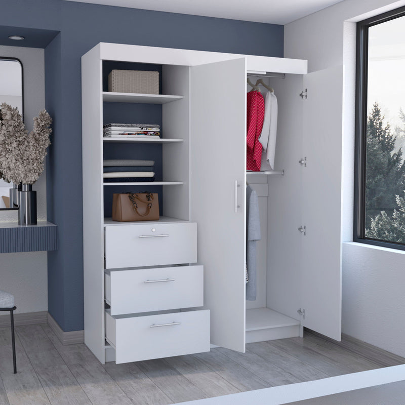 79" Wood Two Door Three Drawer Combo Dresser - White