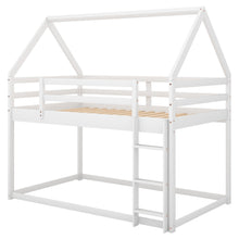 Load image into Gallery viewer, Twin over Twin Low Bunk Bed, House Bed with Ladder , White(OLD SKU:WF197808AAK)
