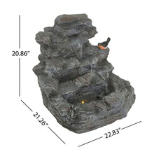 Load image into Gallery viewer, Concrete Rock Waterfall Fountain With LED Lights, Outdoor Garden Decor
