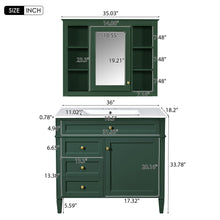 Load image into Gallery viewer, Bathroom Vanity With Mirror Cabinet, Single Sink With 2 Soft Closing Doors And 4 Drawers
