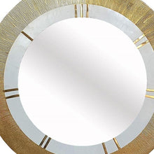 Load image into Gallery viewer, 36" Round Aluminum Ribbed Edge Framed Accent Mirror - White / Gold
