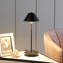 Load image into Gallery viewer, Metal Bedside Table Lamp With Black Cone Shade - Black
