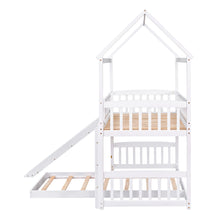 Load image into Gallery viewer, Twin Over Twin Bunk Bed with Slide, House Bed with Slide, White(OLD SKU: LT000214AAK)
