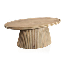 Load image into Gallery viewer, 48" Solid Wood Oval Pedestal Coffee Table - Light Brown
