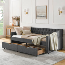Load image into Gallery viewer, Upholstered Tufted Daybed With 2 Drawers, Waved Arms
