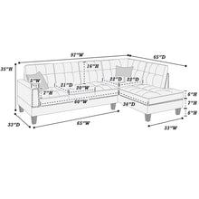 Load image into Gallery viewer, 2 Piece Sectional Set With Nailhead Trim, Sofa And Matching Accent Pillows - Charcoal
