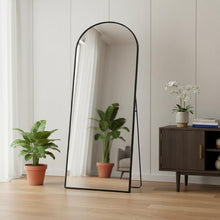 Load image into Gallery viewer, 70" Metal Arch Wall Mounted Leaning Or Freestanding Framed Full Length Mirror - Black
