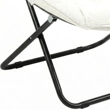 Load image into Gallery viewer, Tufted Faux Fur Folding Lounge Chair - White / Black
