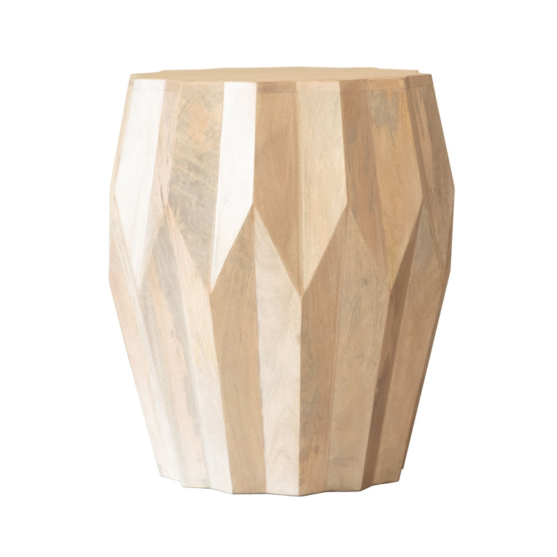 23" Solid Wood Round End Table - Beige
