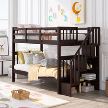 Load image into Gallery viewer, Stairway Twin-Over-Twin Bunk Bed with Storage and Guard Rail for Bedroom, Dorm, Espresso color(OLD SKU :LP000109AAP)
