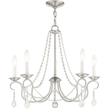 Load image into Gallery viewer, 23" Five Light Dimmable Chandelier With Shades - Pearl Silver / Nickel
