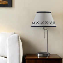 Load image into Gallery viewer, Bedside Table Lamp With Off-White Empire Shade - Silver
