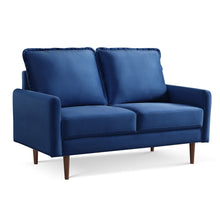 Load image into Gallery viewer, Loveseat Velvet - Blue / Dark Brown
