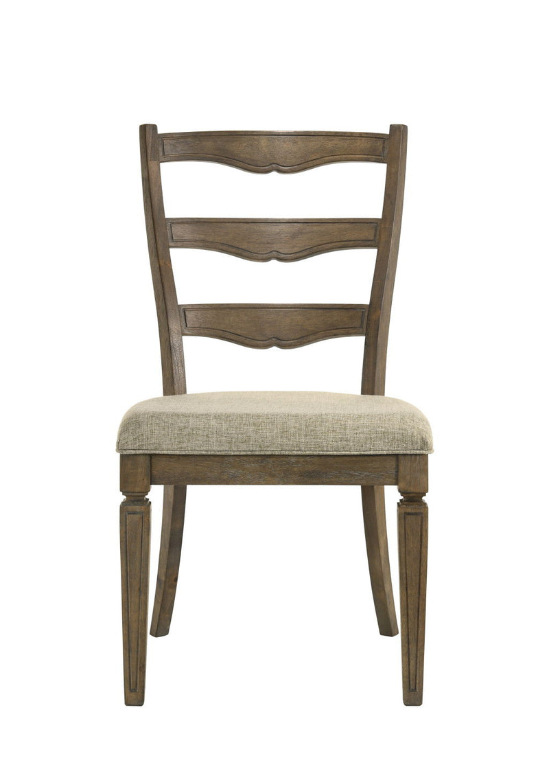Upholstered Fabric Open Back Dining Side Chairs (Set of 2) - Gray / Oak