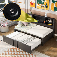 Load image into Gallery viewer, Industrial Metal Daybed With Trundle, Storage Shelves, USB Ports
