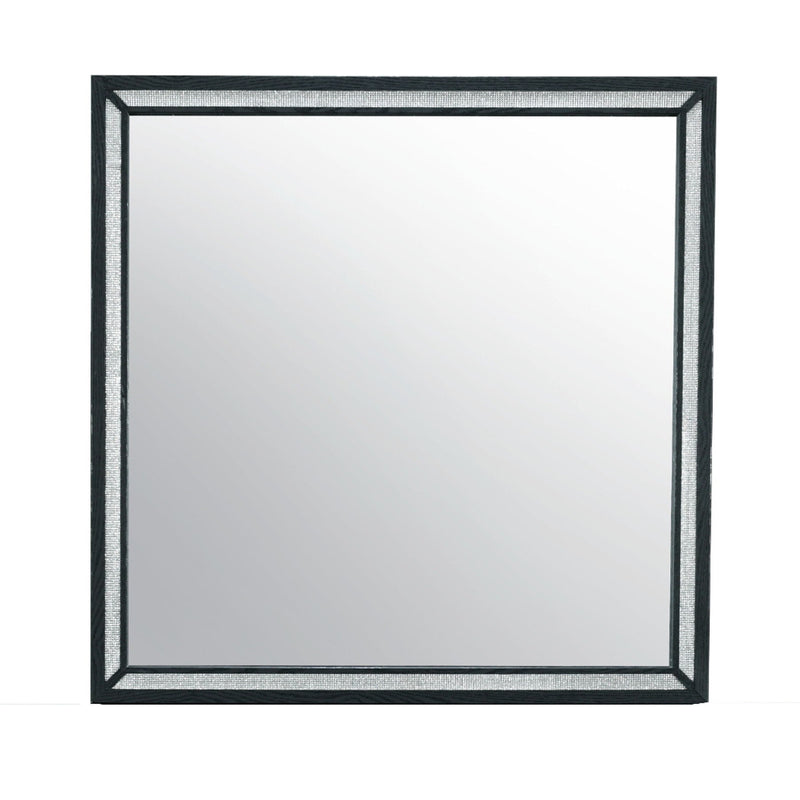 FauCrystal And Wood Dresser Mount Framed Mirror - Black