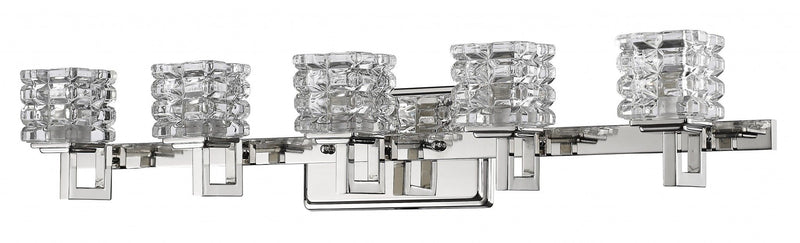 Coralie 5-Light Polished Sconce With Pressed Crystal Shades - Nickel